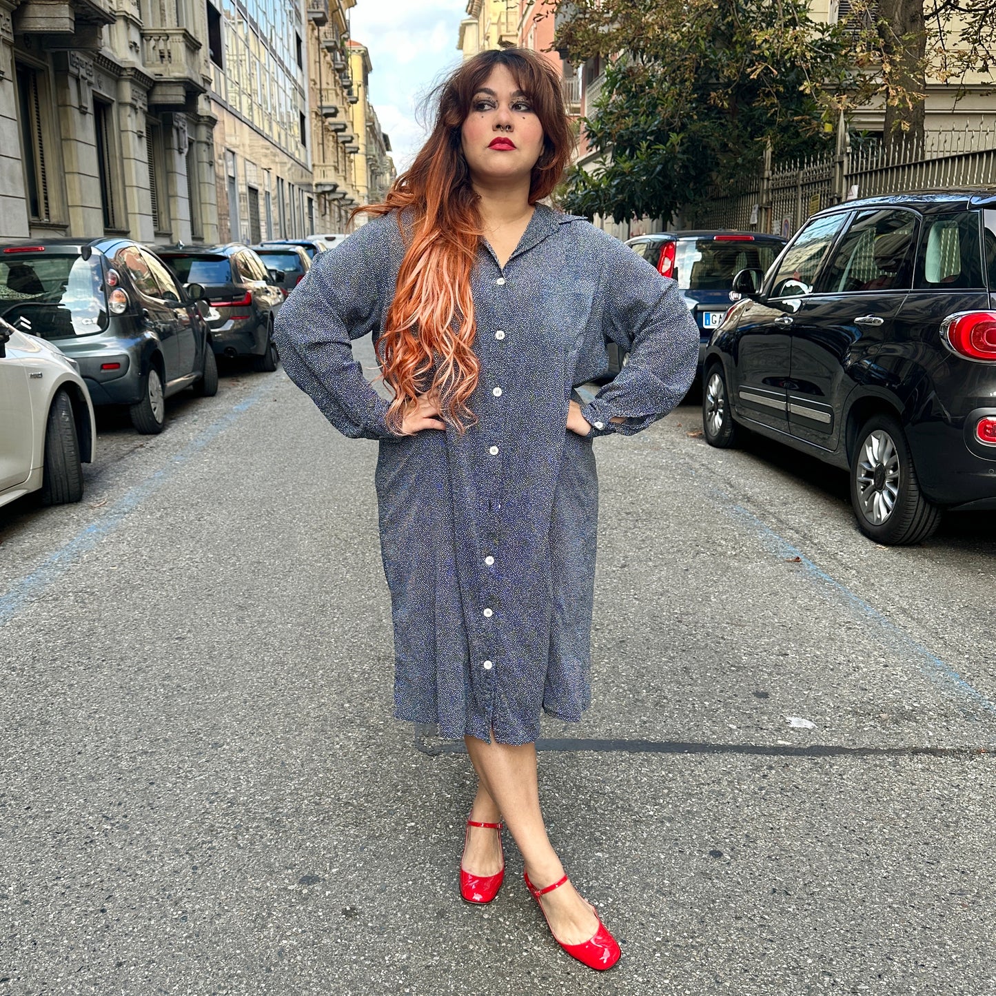 Abito vintage pois L/3XL