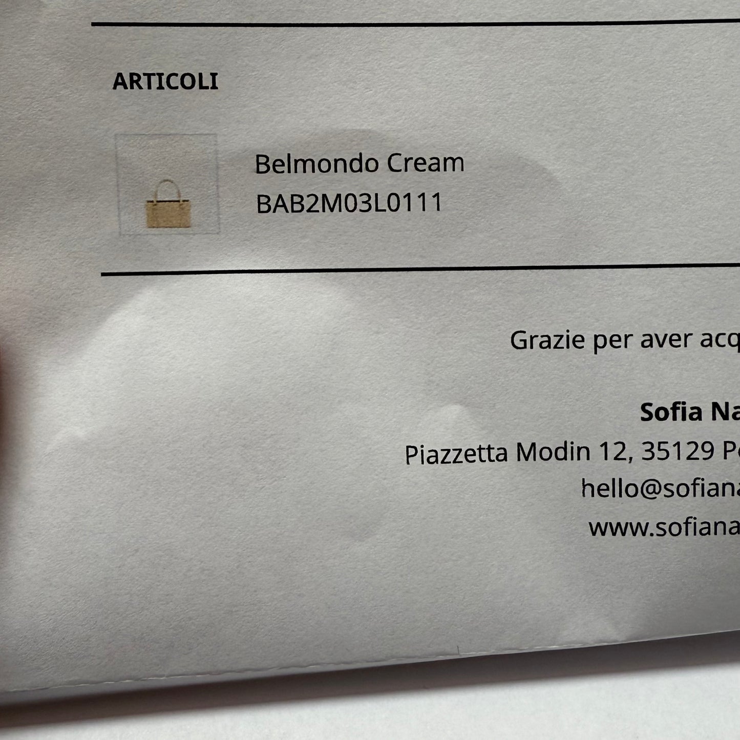 Sofia modello Belmondo cream