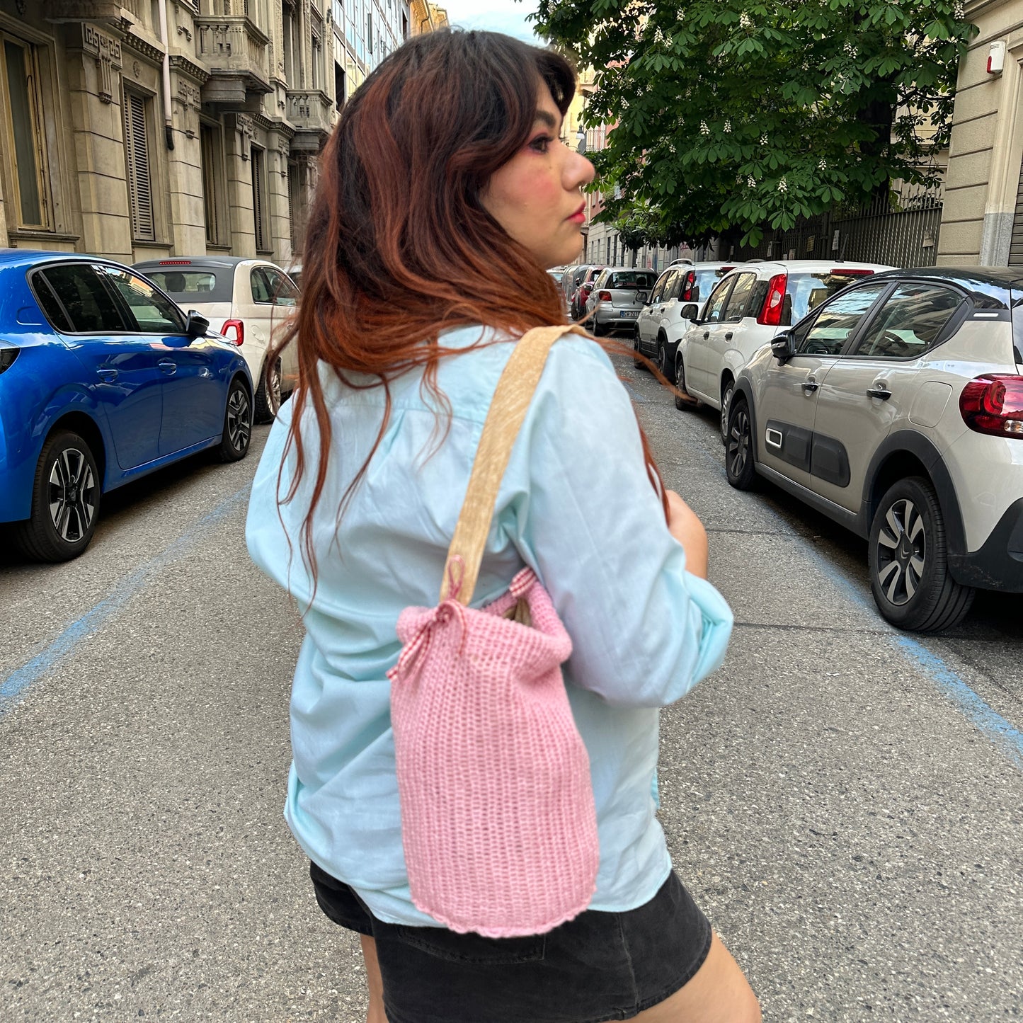 “Mochi bag” rosa chiaro