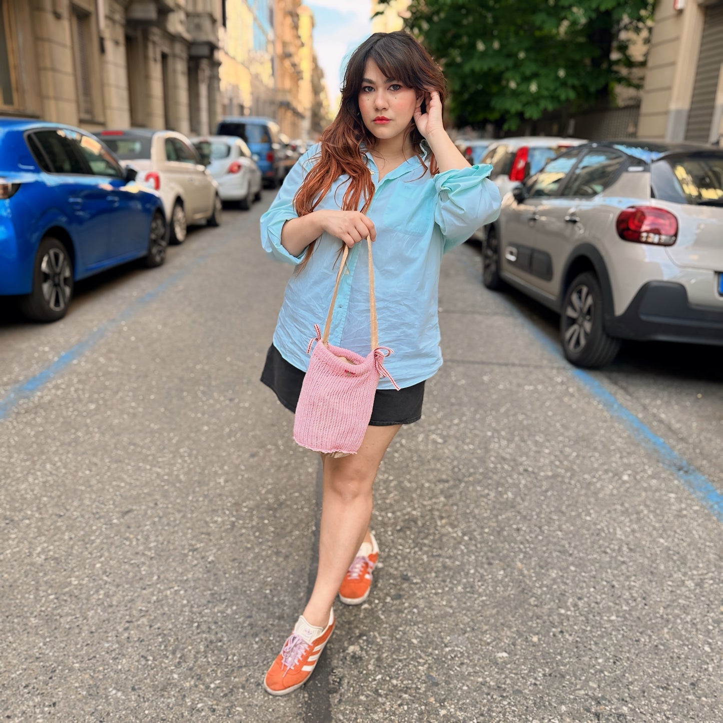 “Mochi bag” rosa chiaro
