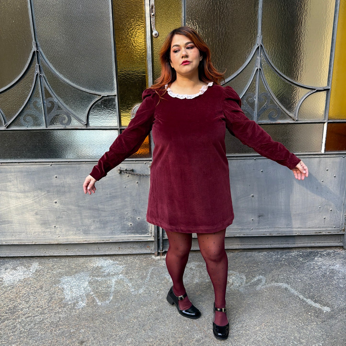 Abito vintage bordeaux L/XL