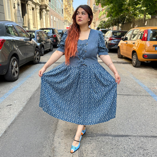 Abito blu fiori L/XXL