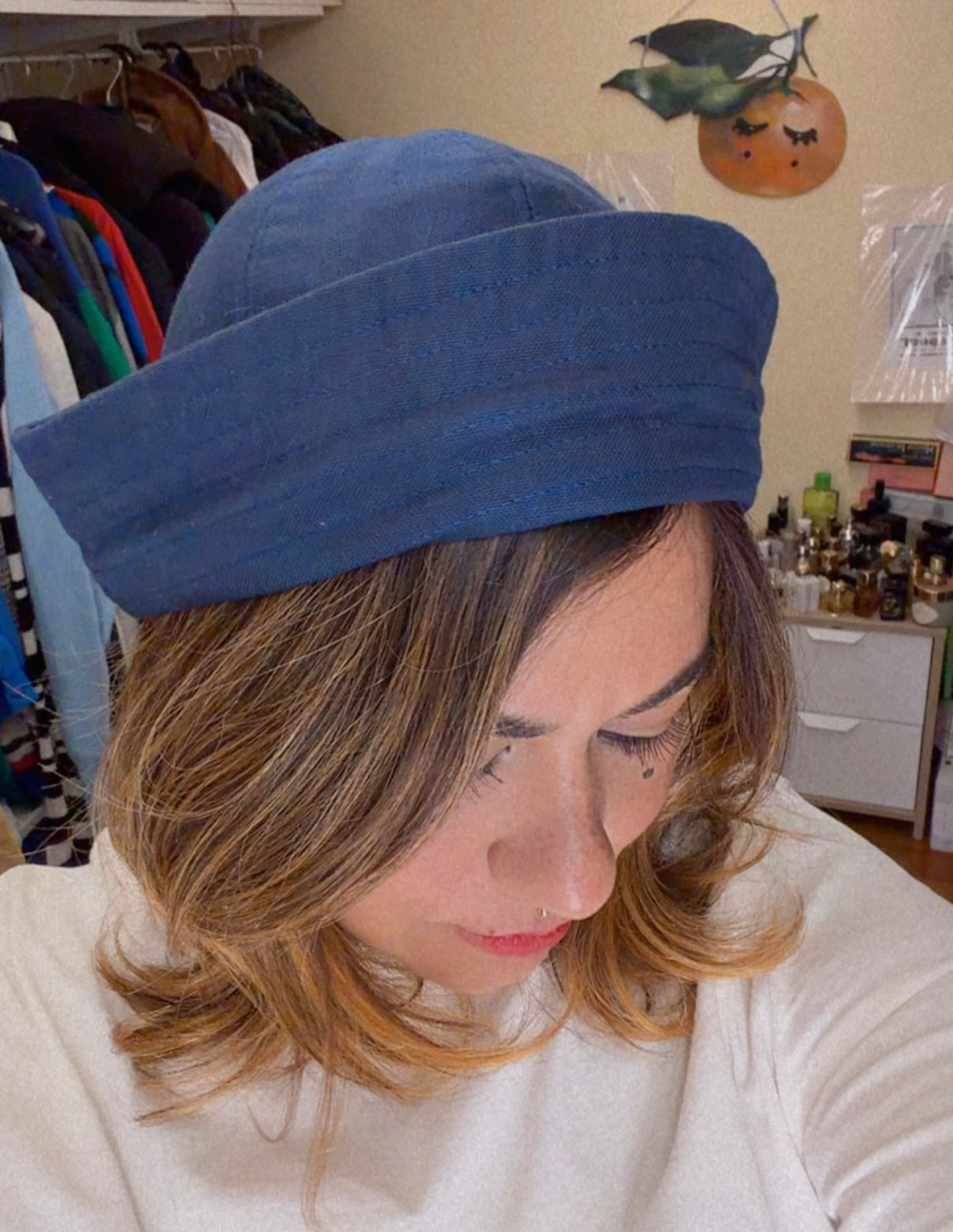 Cappellino artigianale blu