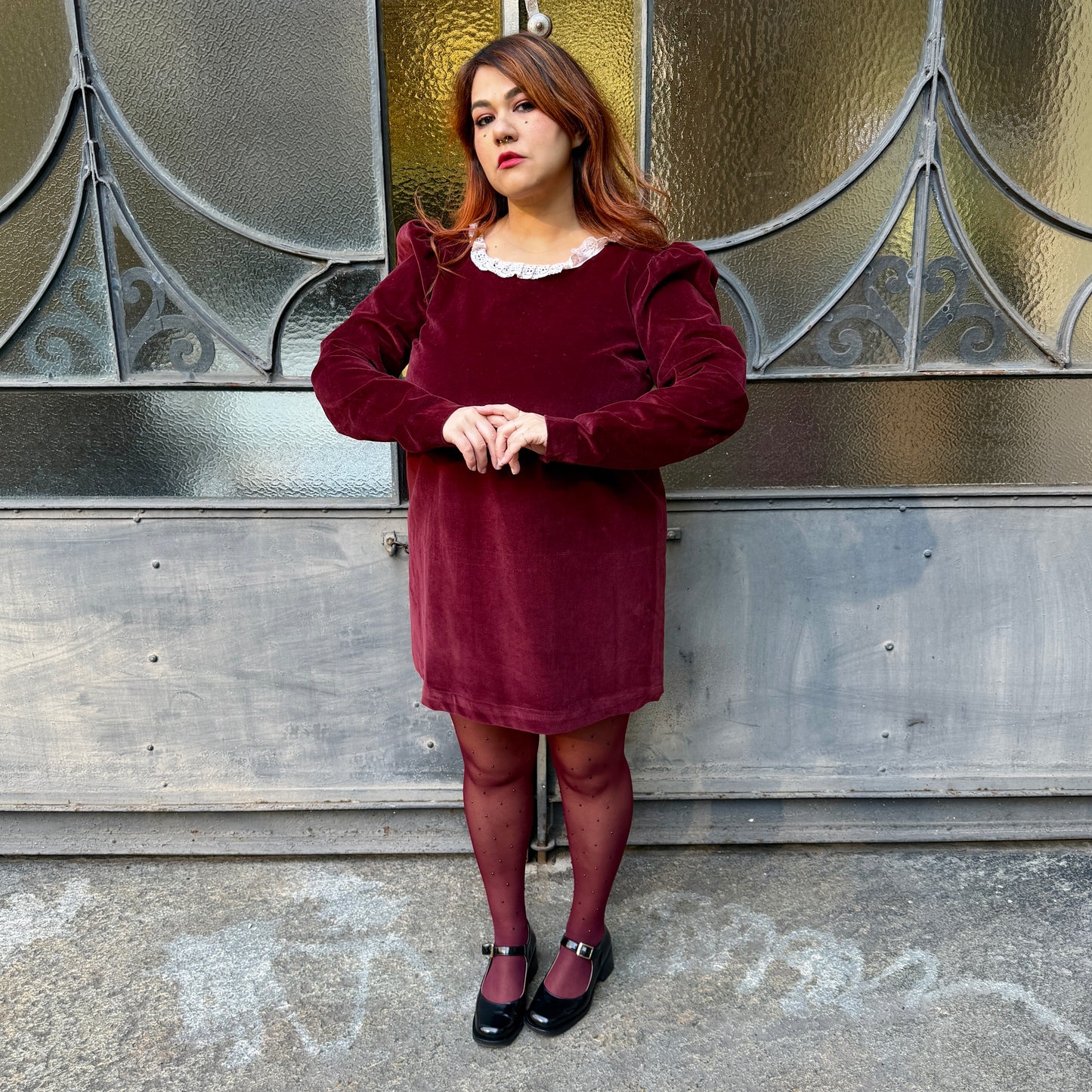 Abito vintage bordeaux L/XL