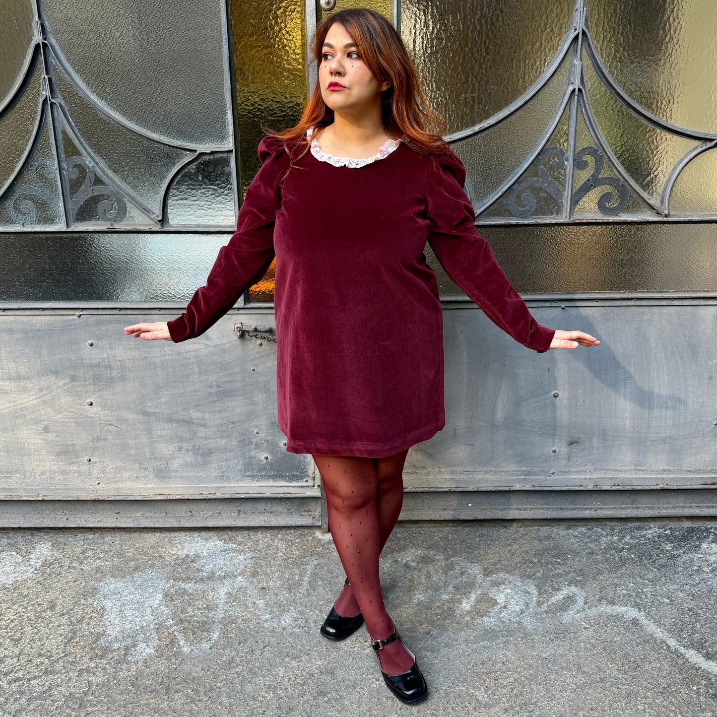 Abito vintage bordeaux L/XL